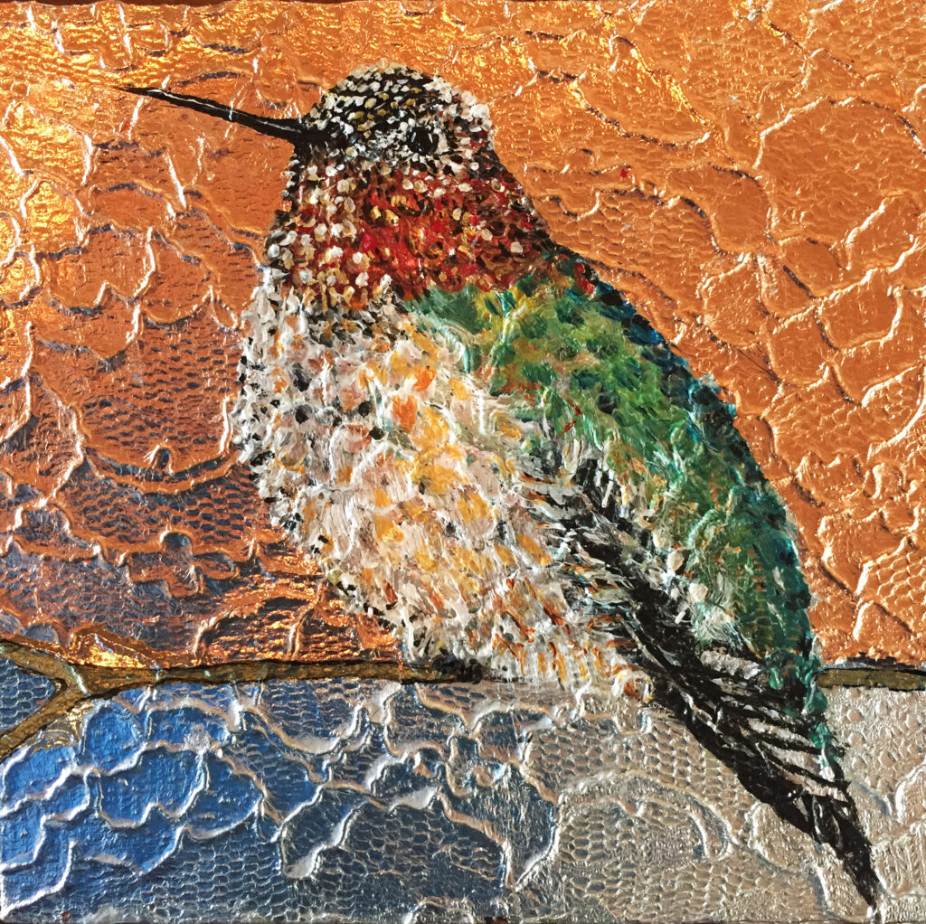 Copper Hummer #3 - Original Painting (Sold) - Rachael Holton Fine Art