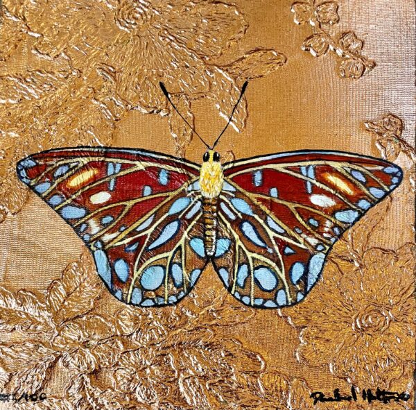 Summer Wings Monotype Print on Box Frame